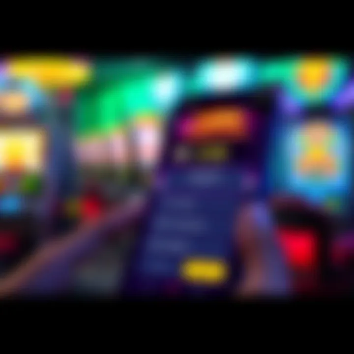 A smartphone displaying a colorful casino app with slot machines and cash withdrawal options