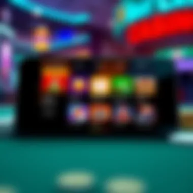 A smartphone displaying popular casino apps with colorful graphics, showing options for daily deposits, set on a casino-themed background.