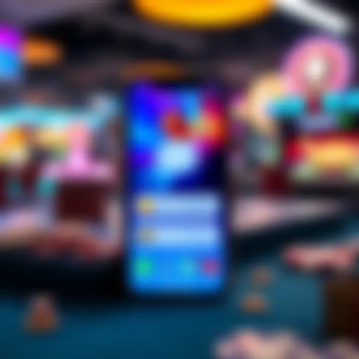 A smartphone displaying various casino game apps in Facebook Messenger, showcasing a colorful and engaging interface.