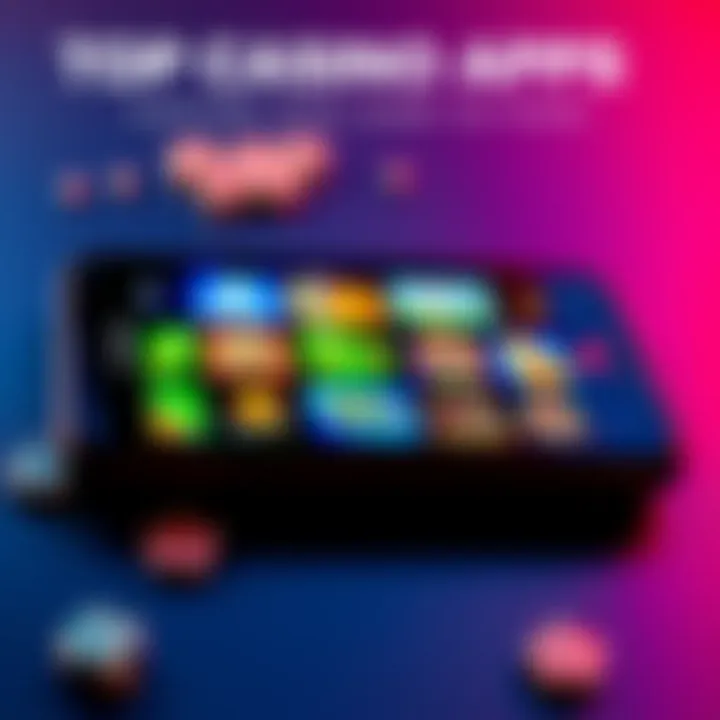 A smartphone displaying various colorful casino apps with game icons and promotions