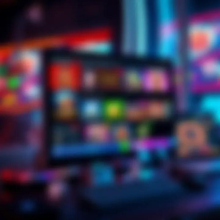 Casino Betting Sites Display of various casino betting sites on a computer screen with colorful graphics and gaming icons