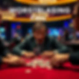 A player at a casino table looks shocked and embarrassed after losing a bluff against a stronger hand, with chips scattered in front of them.