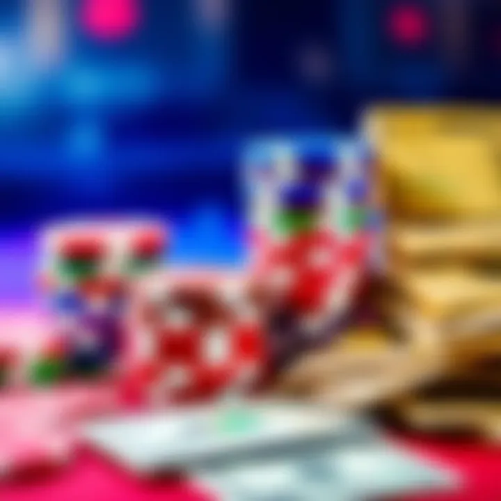 A stack of colorful casino chips next to a pile of cash, representing the choice between cashing out and continuing to gamble.