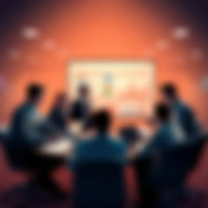 A group of people discussing key factors for casino comparison sites with charts and laptops around them