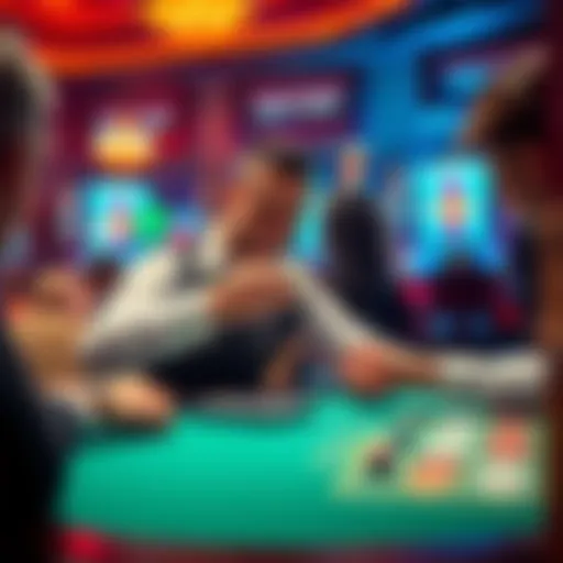 A dealer at a casino table smiling as a player tips them during a game, creating a friendly atmosphere.