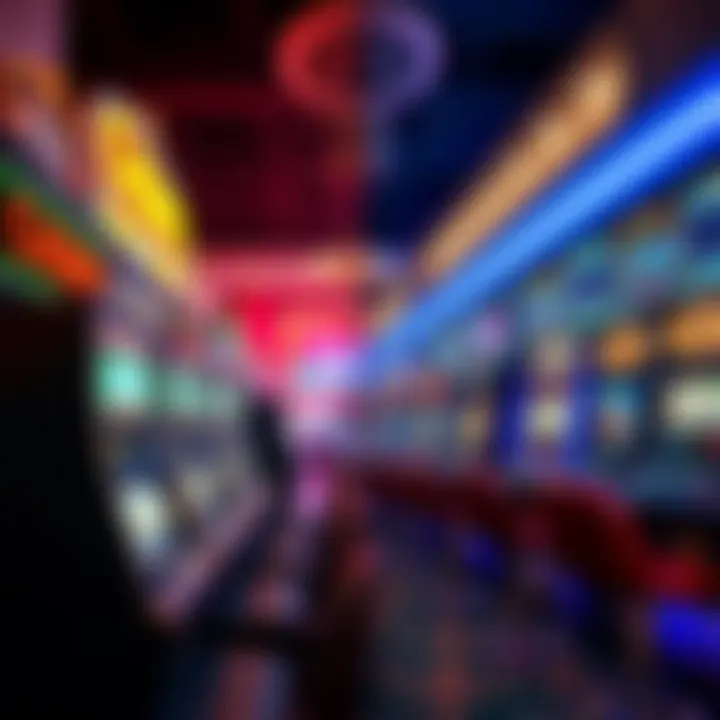 A split image showing a traditional casino with old slot machines on one side and a modern crypto-based online platform on the other side, highlighting the changes in the gambling industry.