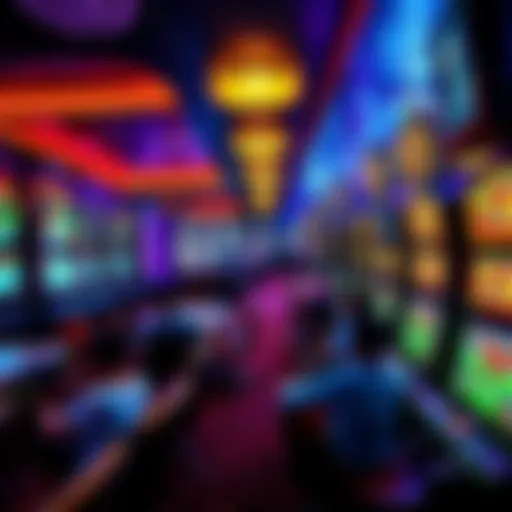 A busy casino floor showcasing players at slot machines and table games, highlighting excitement and engagement.