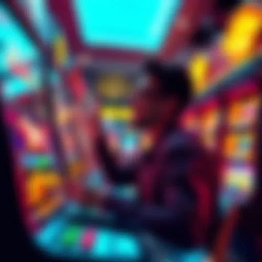 A player enjoying a slot machine with vibrant graphics while celebrating a win from free spins