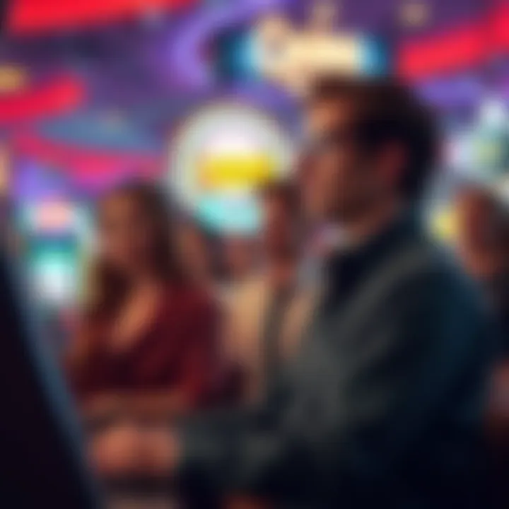 Group of gamblers in a casino showing little reaction to a nearby player's win of $600