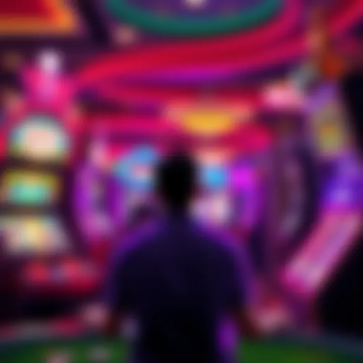 A player contemplating between two casino games, one new and one familiar, illustrating the decision-making process in a casino setting.