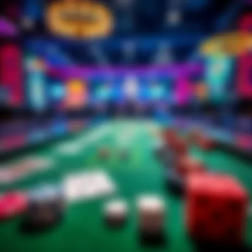 A colorful casino game table featuring different variations of card and dice games not commonly found in simulators.