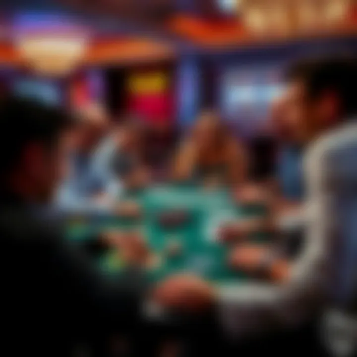 A group of people at a casino table playing 3 Card Poker, showing excitement and engagement in the game.