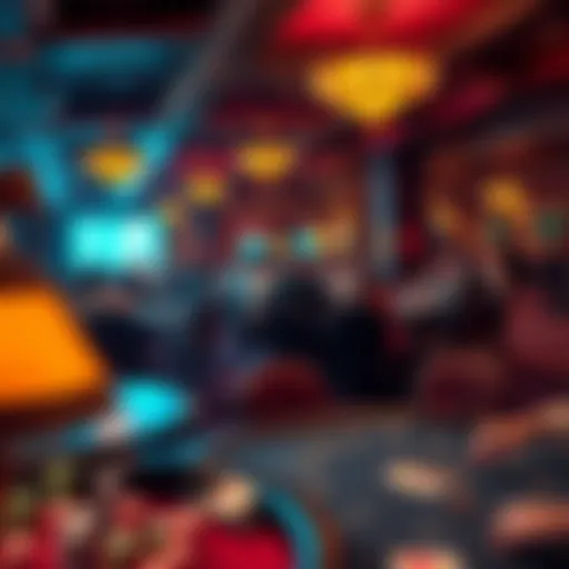 A lively casino scene showing players at Pai Gow poker and Blackjack tables, capturing the excitement of the gaming night.