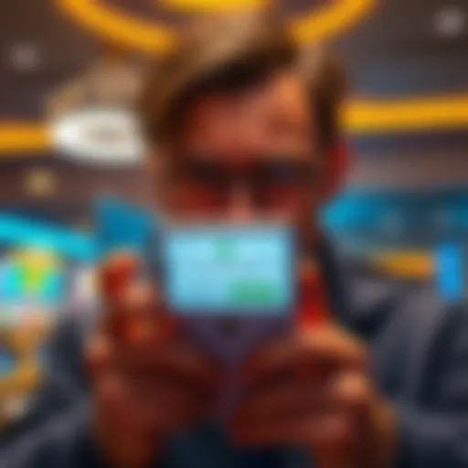 A frustrated player looks at their phone displaying a casino notification, showing a locked withdrawal option after activating a bonus.