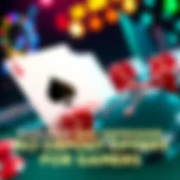 Graphic showing casino chips and playing cards with text about no deposit and deposit offers