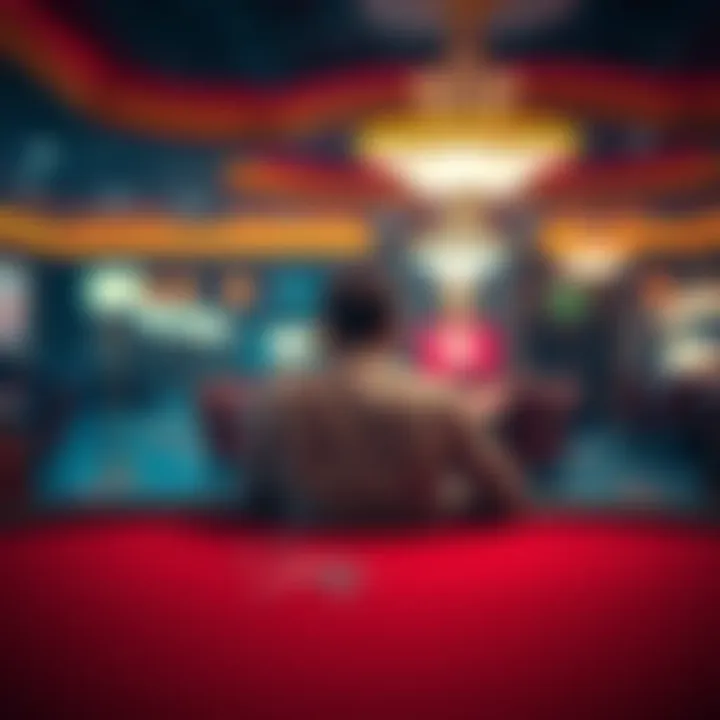 Casino Reflection A person sitting alone at a casino table, looking thoughtful and regretful after gambling, with chips scattered on the table.