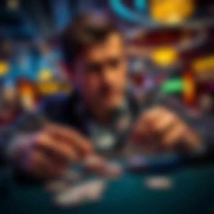 Casino Regrets A person looks disappointed while holding empty gambling chips at a casino table, reflecting on a lost night out.