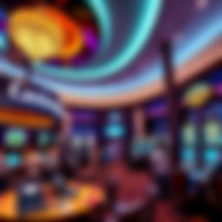 A glamorous casino with luxurious amenities and people enjoying their rewards programs near Los Angeles.
