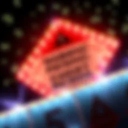 A bright casino sign showing a warning about payout issues, with money symbols in the background.