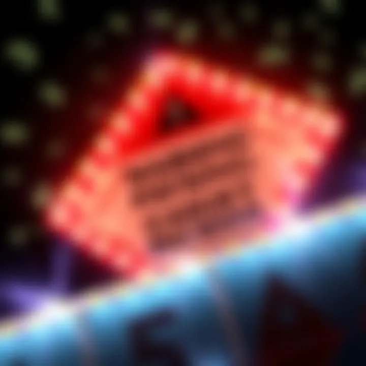 A bright casino sign showing a warning about payout issues, with money symbols in the background.