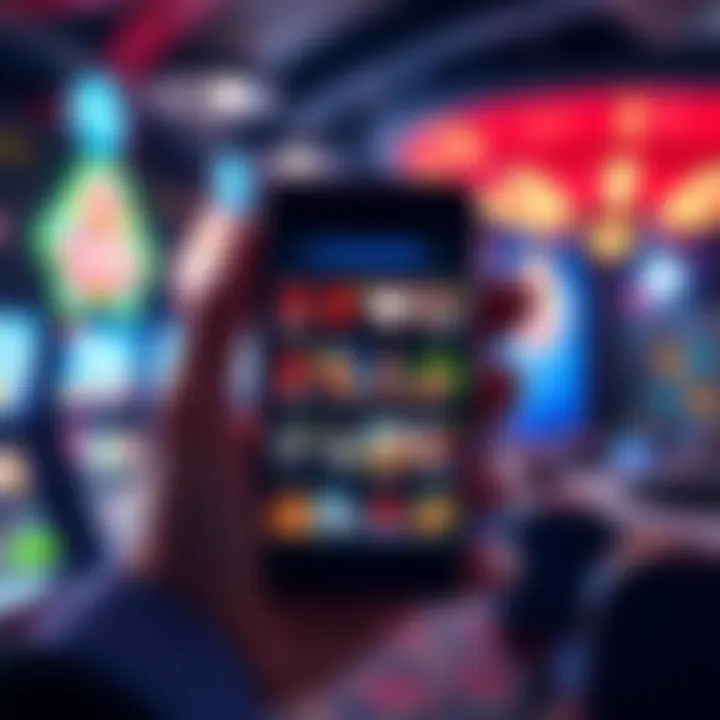 A person holding a smartphone displaying multiple casino sites, highlighting gaming options available