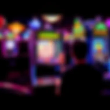 A person playing a slot machine, showing excitement as the jackpot lights up and the screen displays winning symbols.