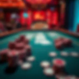 A casino gaming table filled with poker chips and cards, representing strategies for a $10k windfall