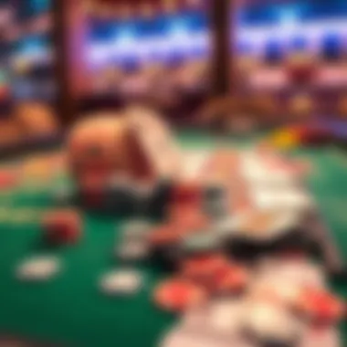 A casino table covered in colorful chips and cards, depicting the thrill of online gambling.