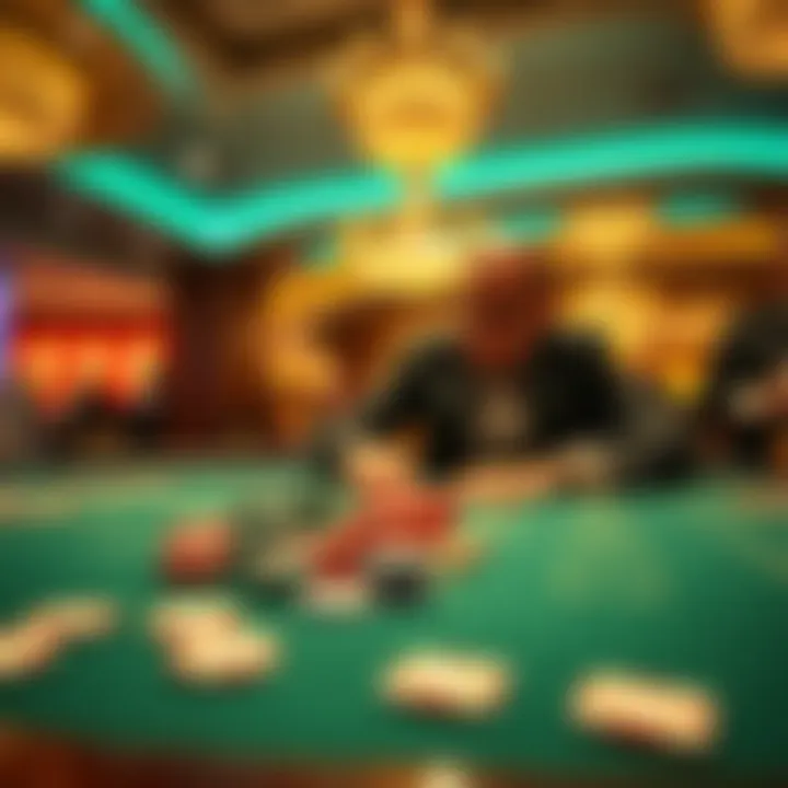 A high roller at Circa Casino examines chips and a betting table after spending money, looking disappointed with the service received.