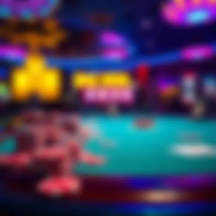 A casino scene showing a vibrant table with colorful chips and cards during an exciting winning moment