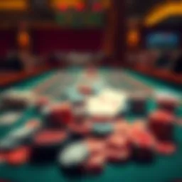A casino table showcasing various chips and cards, highlighting the emotional highs and lows of gambling experiences.