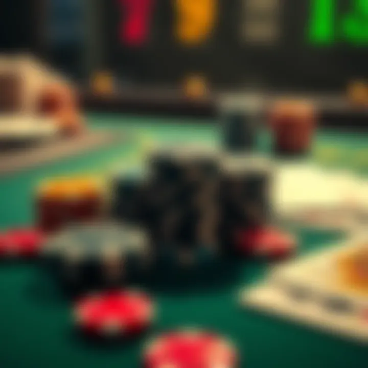 A close-up of a casino table featuring poker chips and playing cards, symbolizing online gambling and user experiences at Satria89.