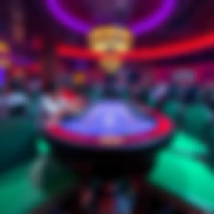 A vibrant casino table at Planet Hollywood with players enjoying a $10 blackjack game