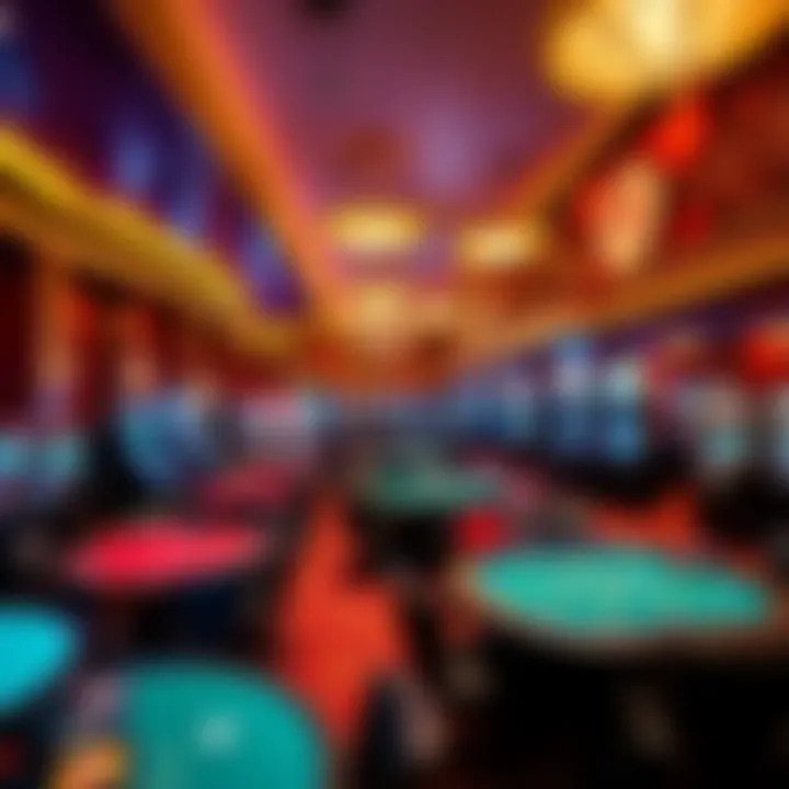 A busy casino floor showcasing poker and blackjack tables at Bally's and Harrah's