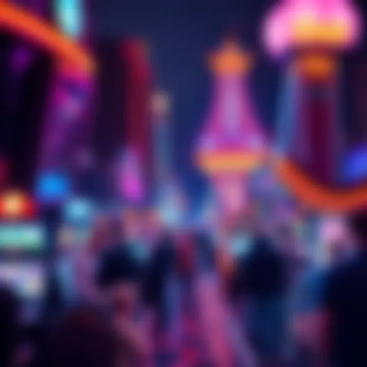 A bustling casino in Las Vegas with people playing games despite economic uncertainty