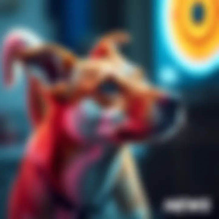 A dog looking wary while its tail is raised, symbolizing caution and awareness of risks.