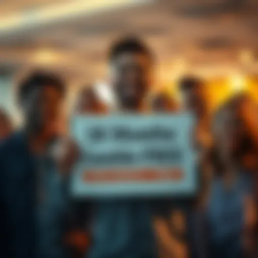 A joyful person holding a sign that says '18 Months Gamble-Free' surrounded by supportive friends and family, symbolizing community and recovery.