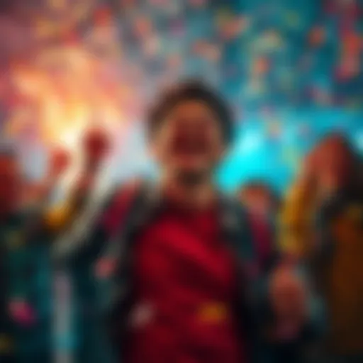 A person joyfully celebrating a significant achievement with friends, surrounded by confetti and smiles.