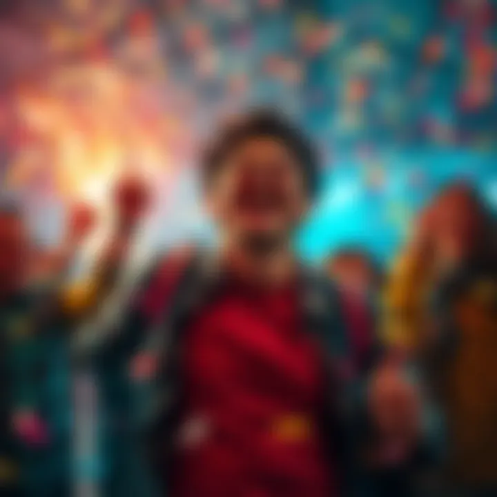 A person joyfully celebrating a significant achievement with friends, surrounded by confetti and smiles.
