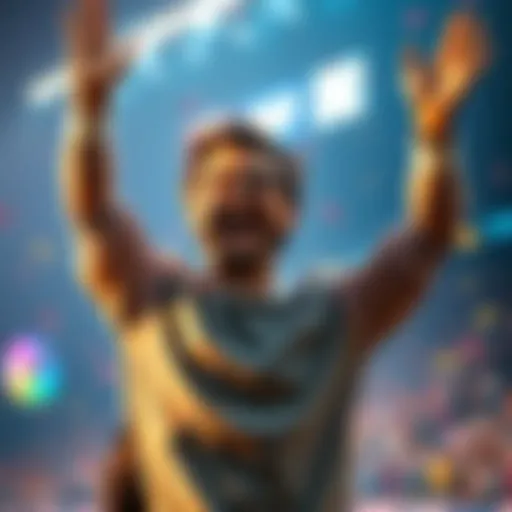 A person excitedly celebrating after winning a 20-leg live bet, showing a happy expression and throwing their hands in the air.