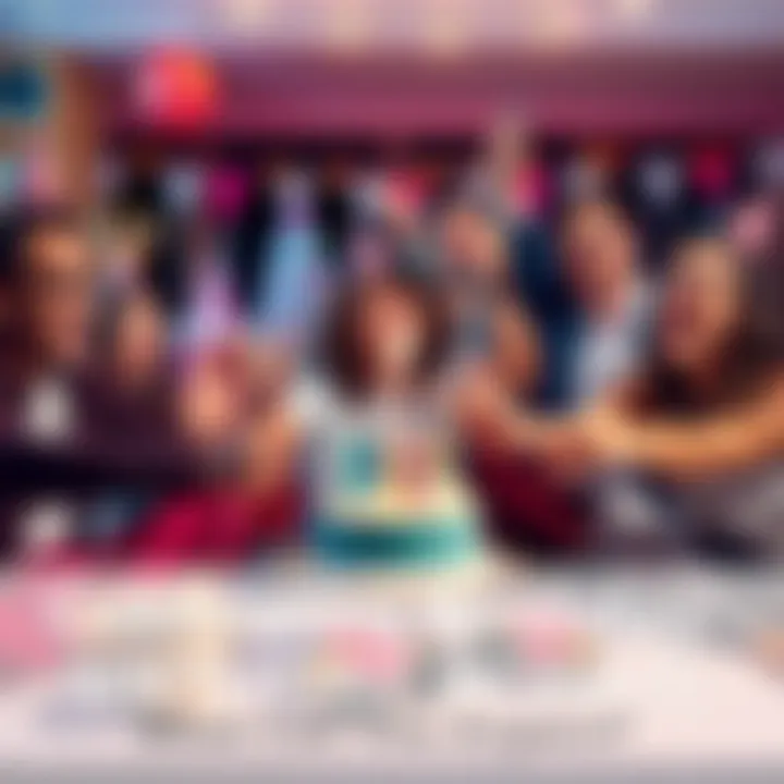 A festive scene depicting people celebrating a birthday with a cake and gifts, highlighting the excitement of receiving a birthday bonus.