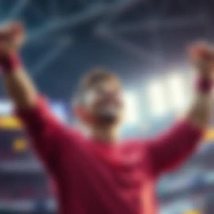 A person joyfully celebrating after overcoming struggles, with arms raised in victory and a smile on their face.