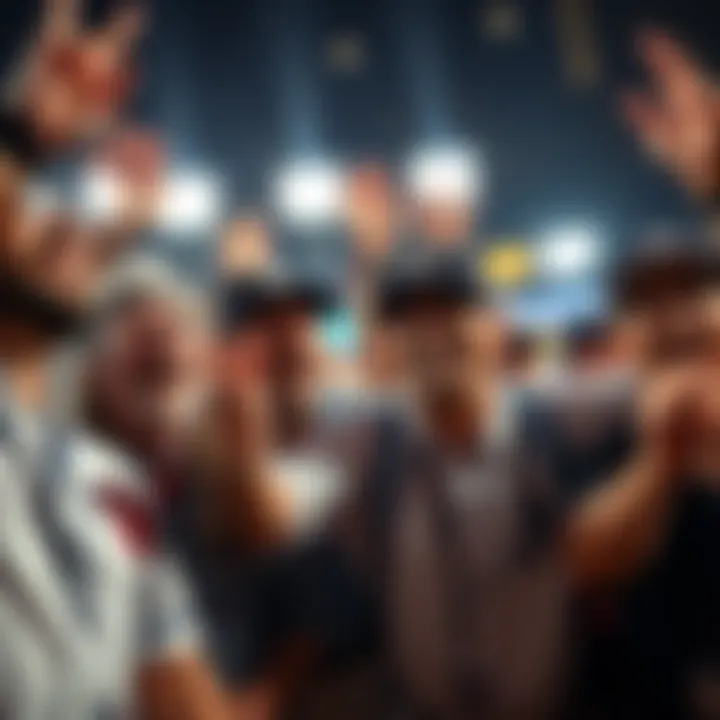 A group of excited fans celebrating a baseball milestone with smiles and cheers.