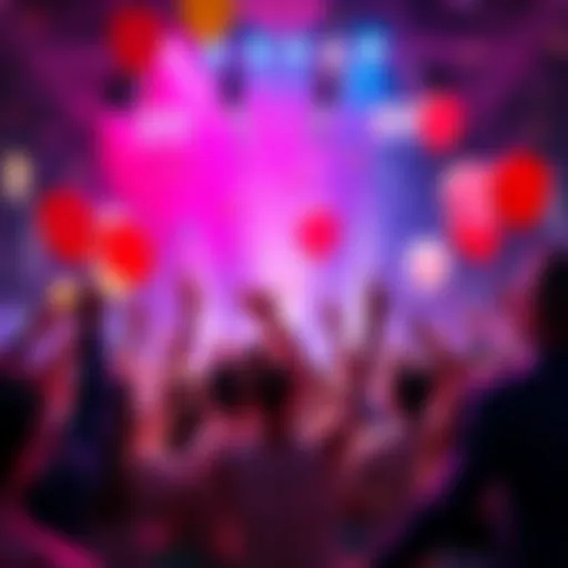 A vibrant party scene with people enjoying festivities, balloons, and confetti in the air, symbolizing the excitement for the year 2026.