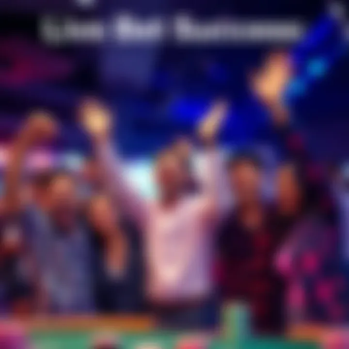 A group of excited gamblers celebrating after winning a live bet, with smiles and raised hands in joy.