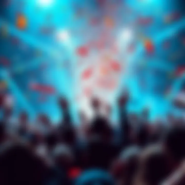 A crowd celebrating a victory with cheers and confetti in the air.