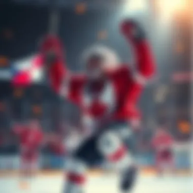 Celebrini celebrating after scoring a goal during the Canada vs Czechia hockey game