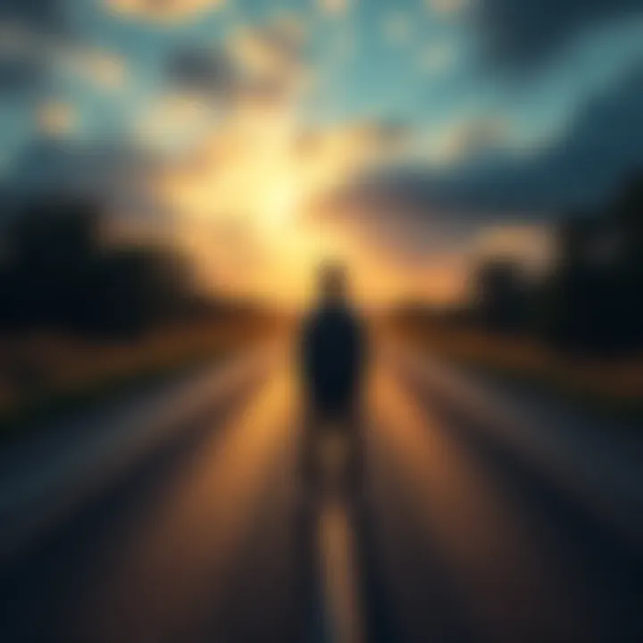 A person standing at a fork in the road, contemplating different paths to their goals.