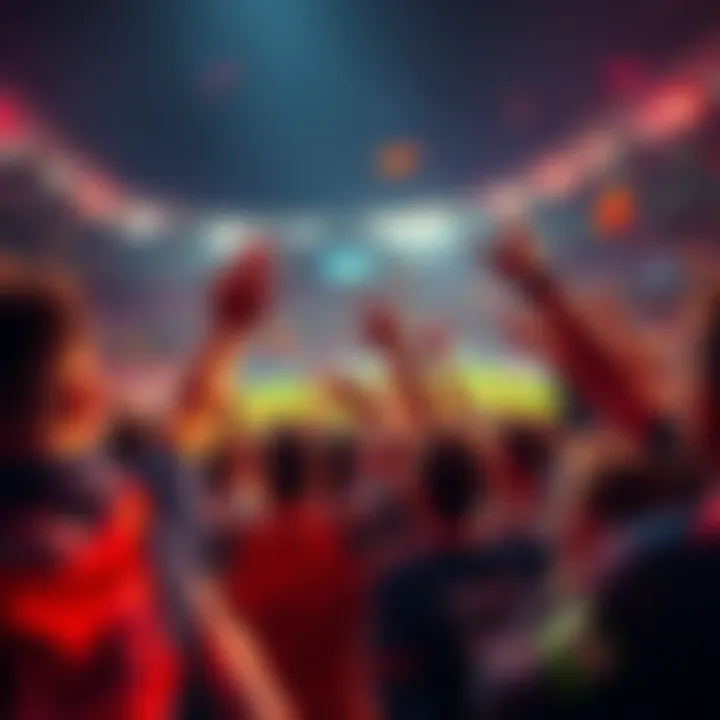 Exciting Champions League Match Fans celebrating during a Champions League football match, filled with excitement and passion.