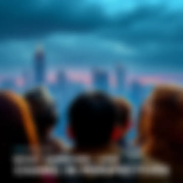 A diverse group of people looking at a city skyline, symbolizing new views on identity and community.